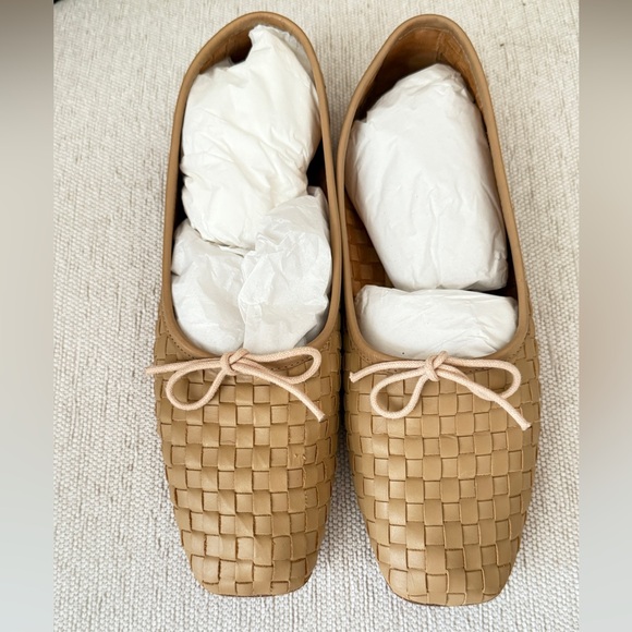 Freda Salvador Jada Square Toe Ballet Flat, Latte Closed Woven Calf, Size 8 - Picture 4 of 11